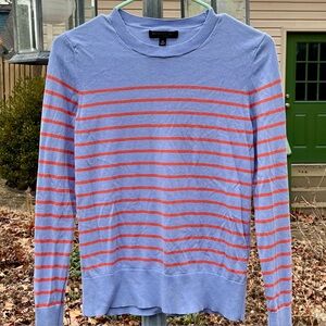 Banana Republic silk and cotton light sweater, blue with orange stripes
